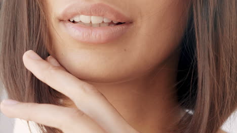 close-up of a woman's face and lips