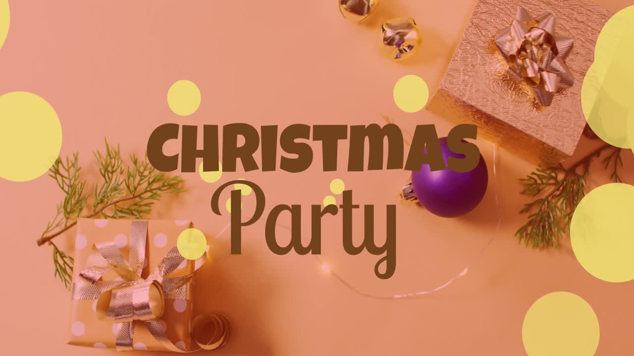 Animation af teksten 'julefest' over julepynt
