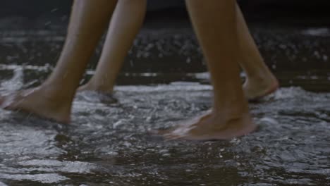 walking in water on summer day