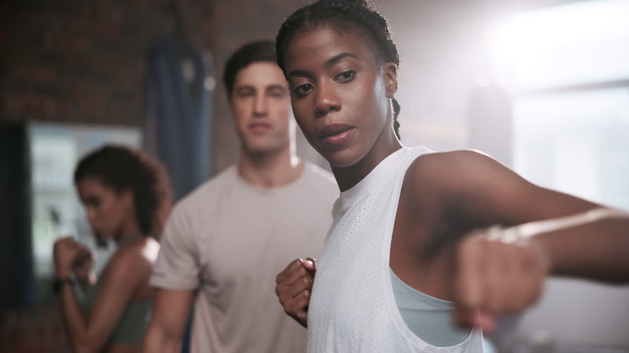 Group fitness boxing workout