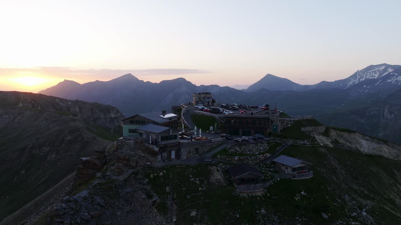 Golden morning light bathes the Edelweißspitze lodge, revealing majestic peaks