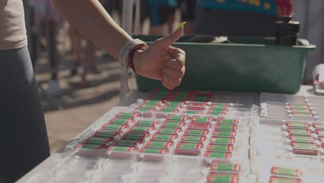 shot of a woman that make a score in a marathon