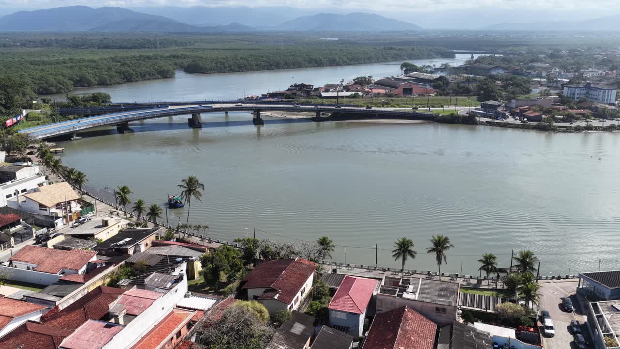Itanhaem Skyline At Itanhaem In Sao Paulo Brazil. Nature Riverside. Wetland Forest. Travel Destination. Itanhaem Skyline At Itanhaem In Sao Paulo Brazil. Green Valley Field