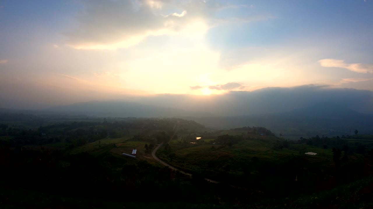 Timelapse colorful dramatic sky with cloud at sunset.