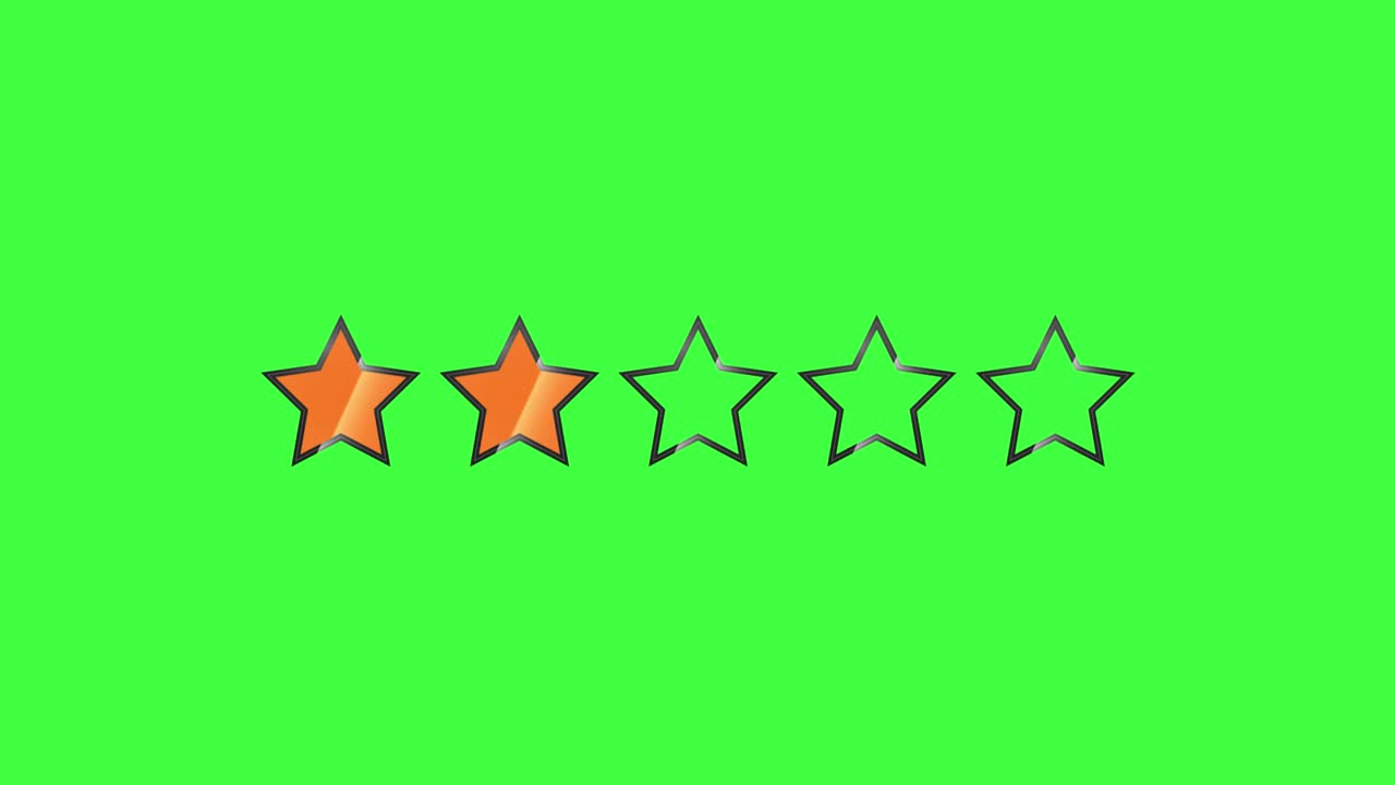 2 Stars Rating Green Screen background 4K