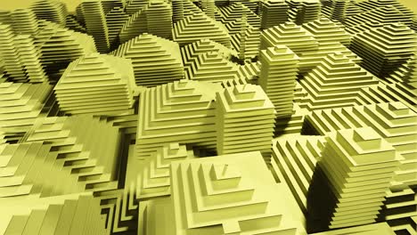 3d loopable abstract animation with a yellow pyramid structure pattern