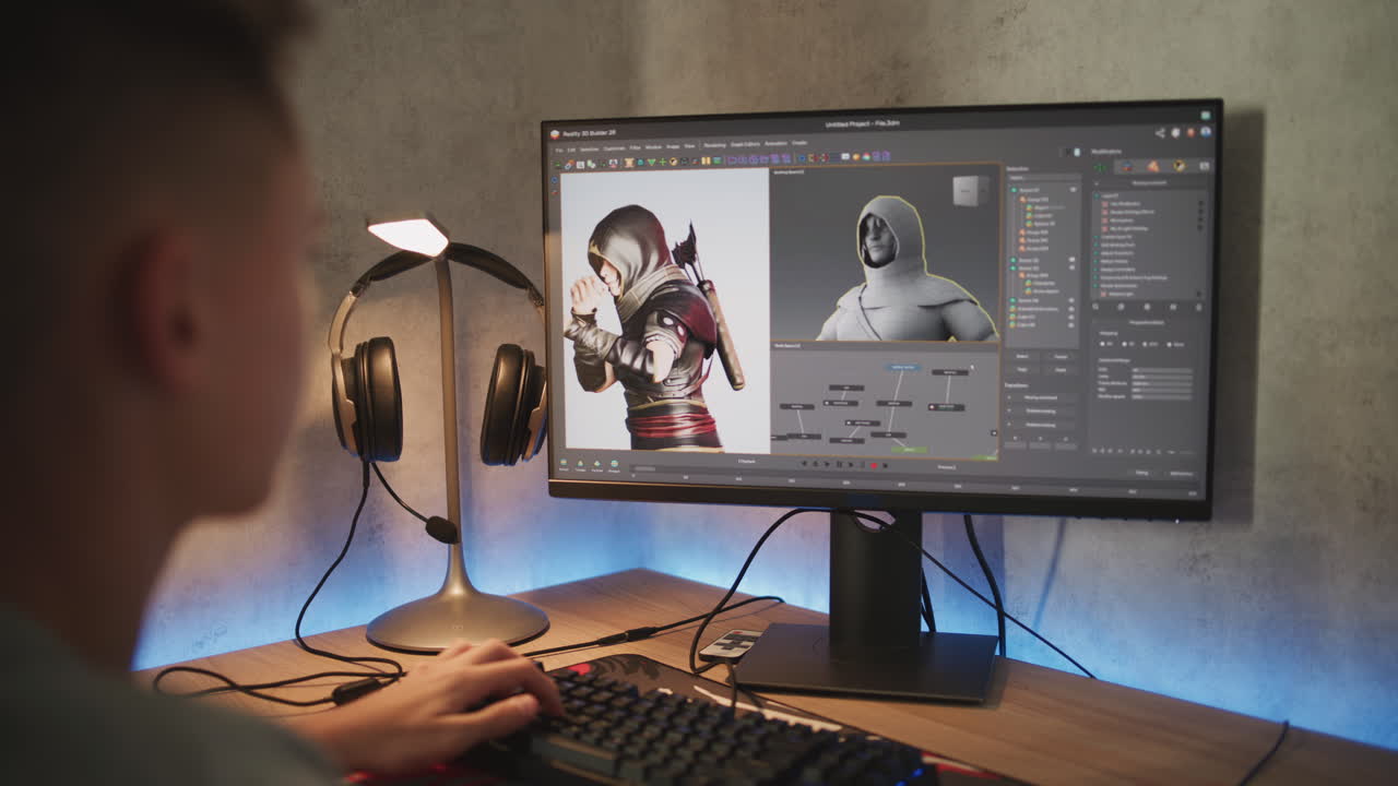 Person Working on Video Game Design