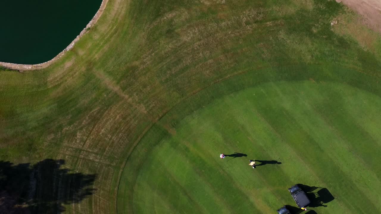 Aerial View of Golf Course with People