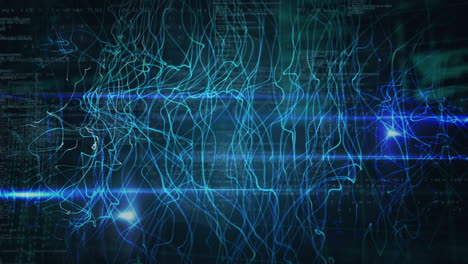 animation of network of connections with data processing