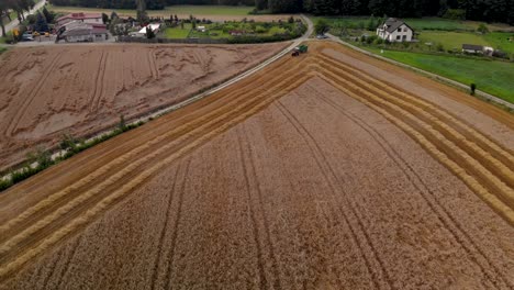 Tiro-Aéreo-En-El-Campo-De-Oro-En-El-Entorno-Agrícola,-Tiempo-De-Cosecha-En-Europa,-Buena-Forma-Gorund