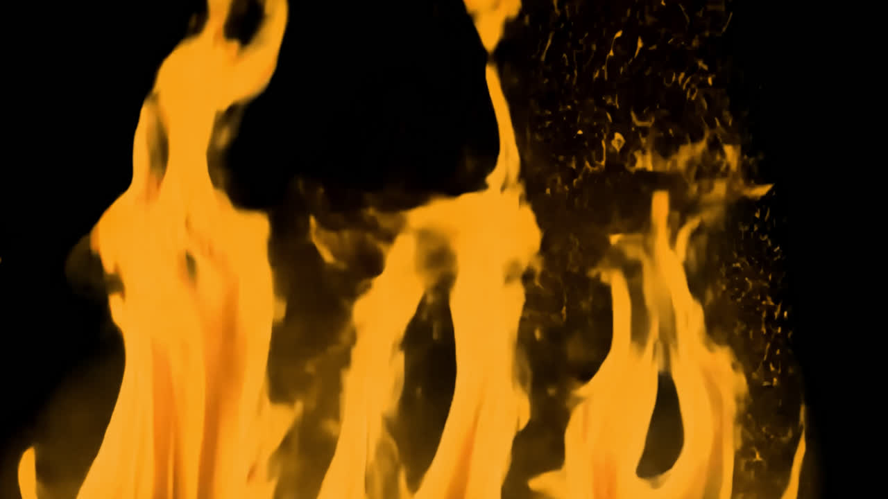 Vivid flames dancing energetically animated overlay, transparent 4K video, alpha channel, ProRes