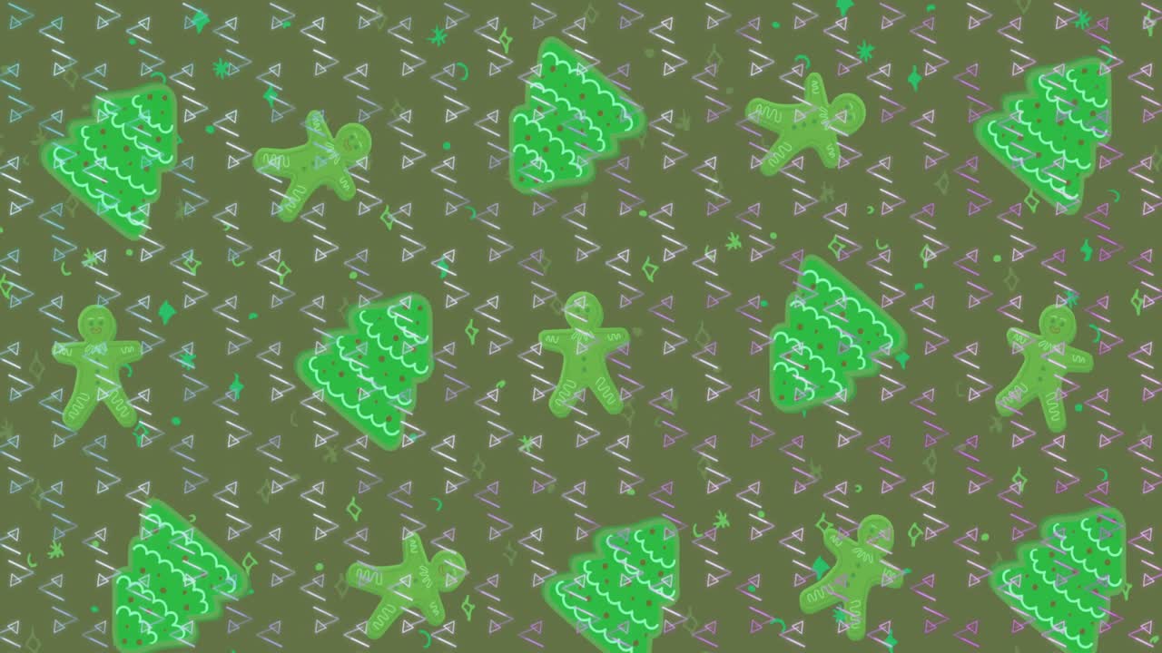 녹색 배경 에 움직이는 크리스마스 패턴 의 줄 의 애니메이션