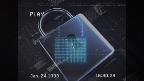 Animation of data processing over padlock