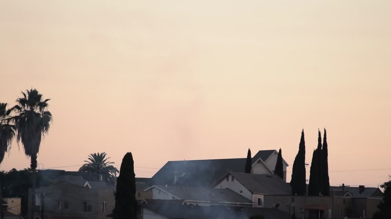 Smoke over Los Angeles neighborhood