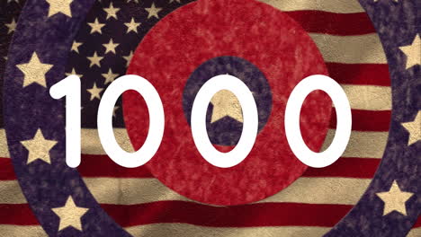 animation of numbers growing over american flag stars and coloured on circles