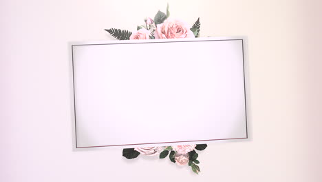 Closeup-vintage-frame-with-flowers-motion-with-wedding-background-1