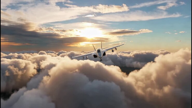 Jet Soaring Above Dramatic Cloudscape