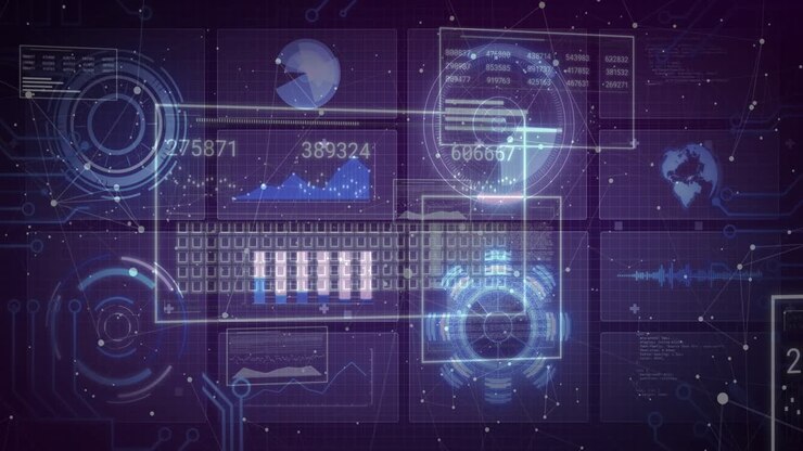 Upon opening purple backdrop, panels appearing, charts sliding, numbers counting for dashboard view