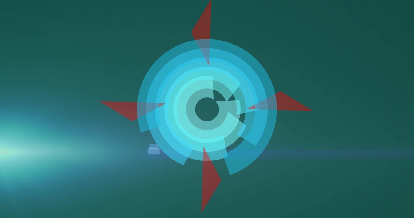 Animation of shapes and light spots on black background