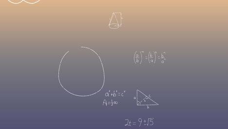 animación de ecuaciones matemáticas sobre un fondo gris a amarillo