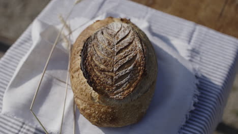 artisan bread with leaf design