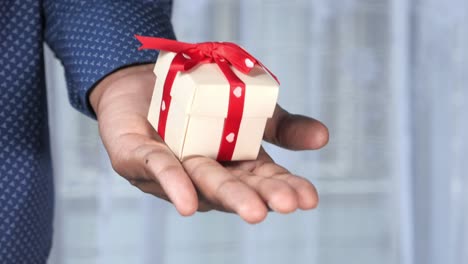 hand holding a small gift box