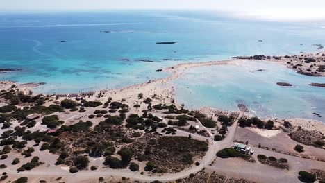 elafonissi beach in crete island in panoramic aerial view