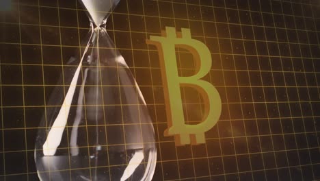 animation of bitcoin symbol over hourglass