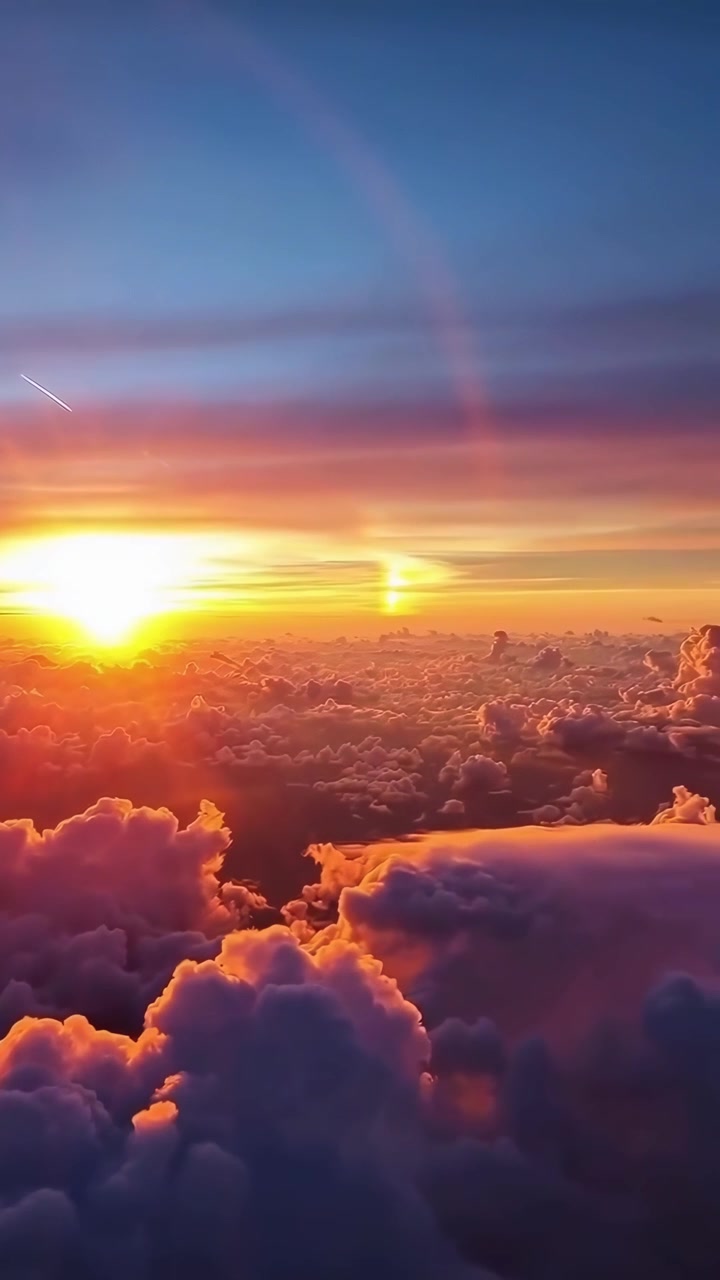 Veduta aerea del tramonto sopra le nuvole