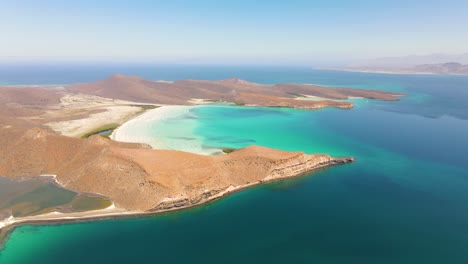 aerial: baja california sur tropical coastline of espiritu santo island, beautiful mexico pacific coast