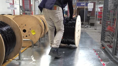pushing cable roll in factory