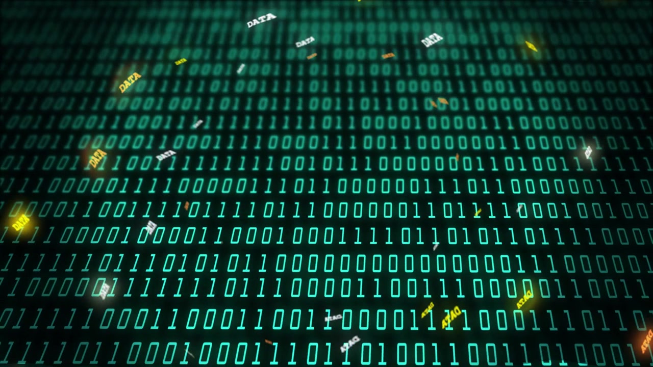 Vertical video: Binary grid filling frame, edge tokens adding DATA, drifting inward for tech flow