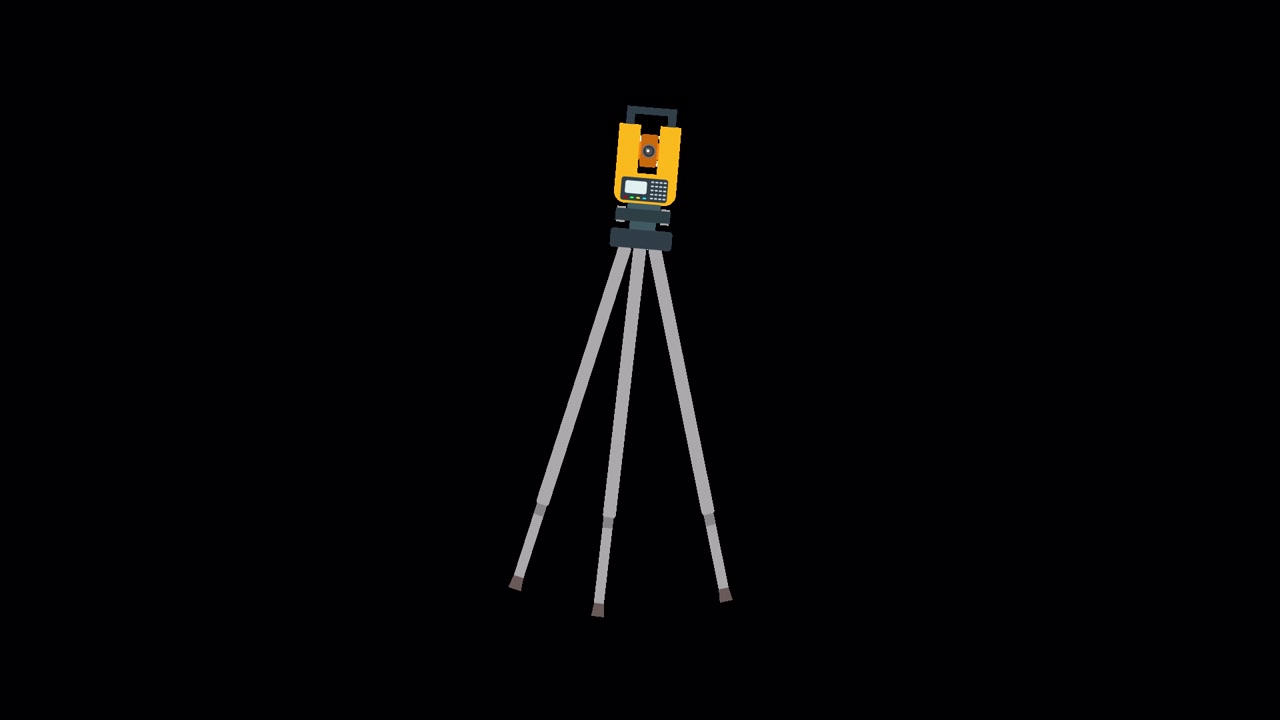 Animated Total Station Surveying Equipment Setup on Tripod