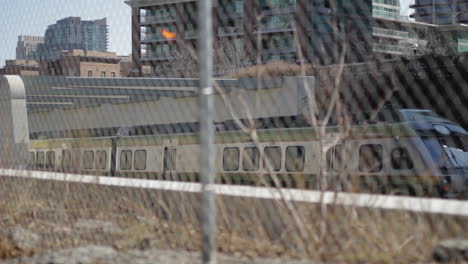 train passing through a city