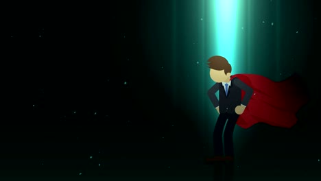 superhero standing in spotlight. business symbol. leadership and achievement concept. comic loop animation.