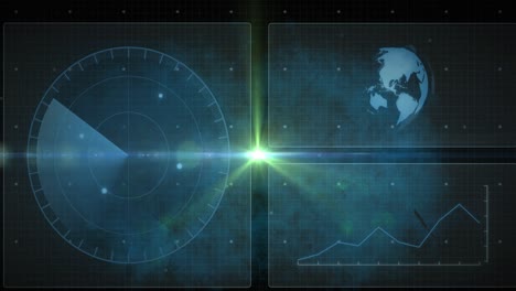 composition of data processing and globe on screens over grid