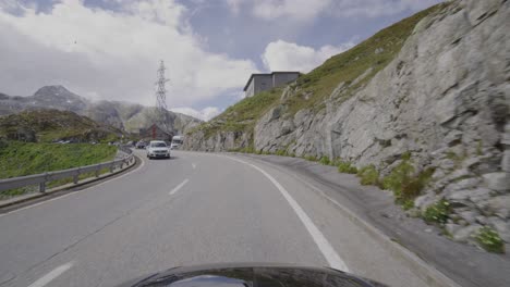 driving on the grimsel pass in switzerland