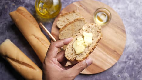 butter bread with olive oil