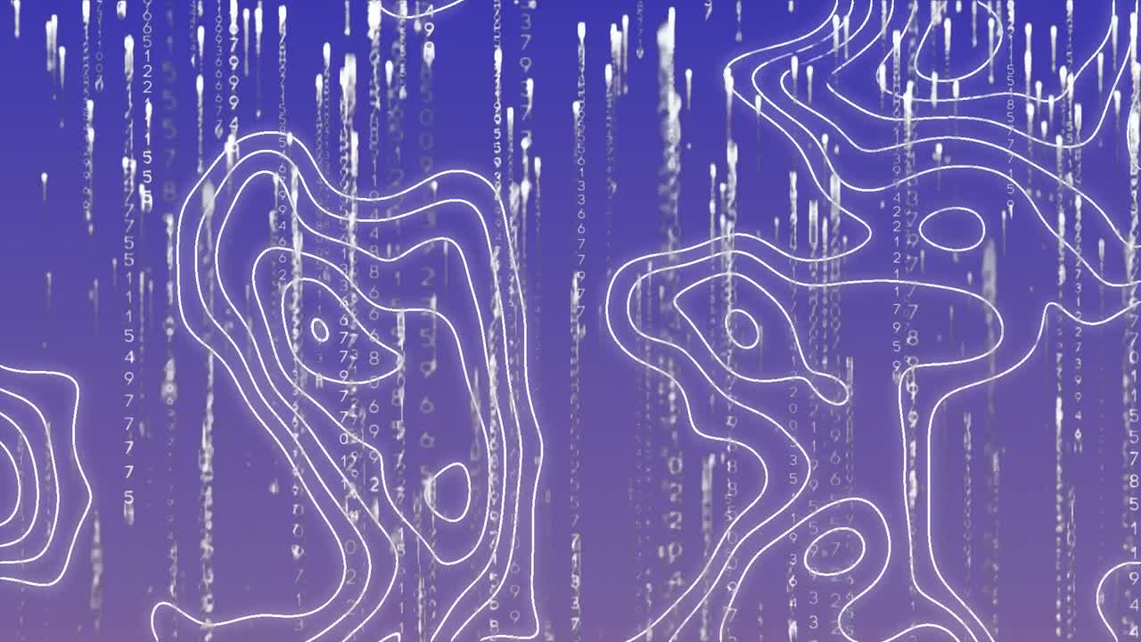 animación de líneas de mapas topográficos y procesamiento de datos