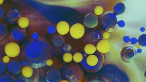 colorful bubbles. abstract yellow, blue mixture on a black background. artistic color paint background.