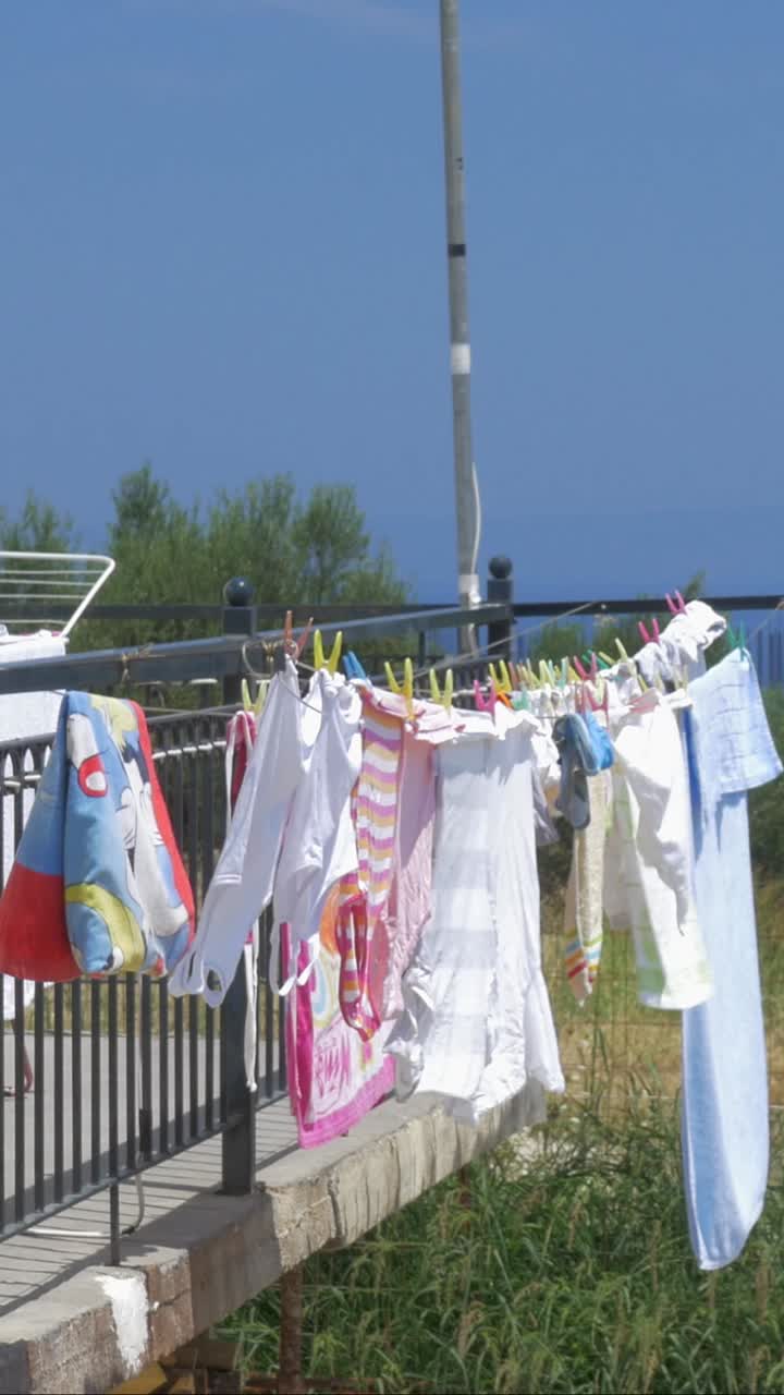 Laundry drying on a clothesline
