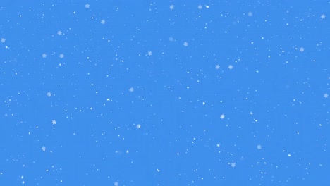 Animation-of-snow-falling-over-blue-sky