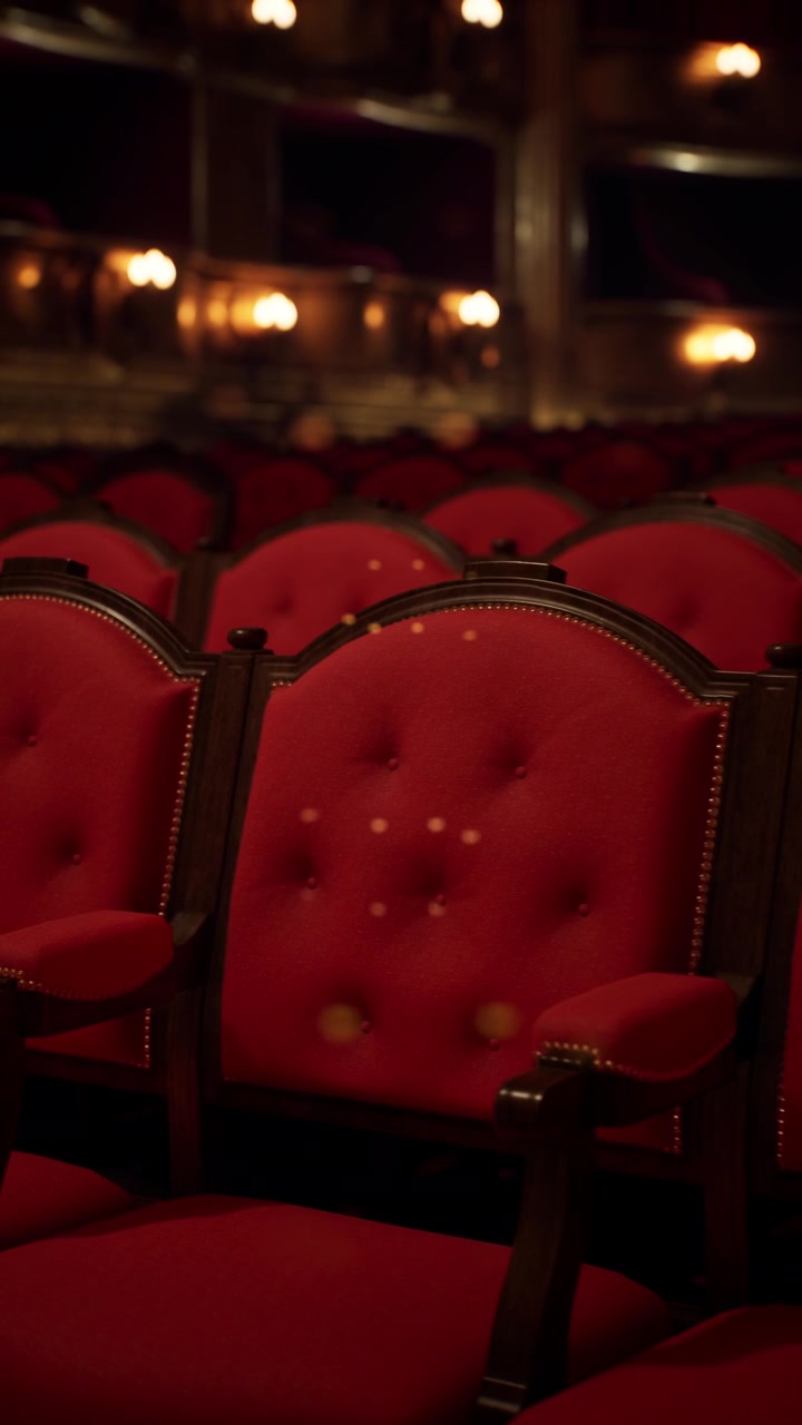 Eleganti sedute rosse attendono una serata d'opera nel grande teatro