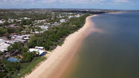 drone shot of scarness jetty hervey bay qld queensland australia