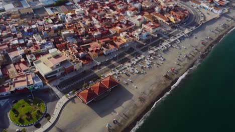 Drone-shot-backing-out-over-the-sea-in-Spain