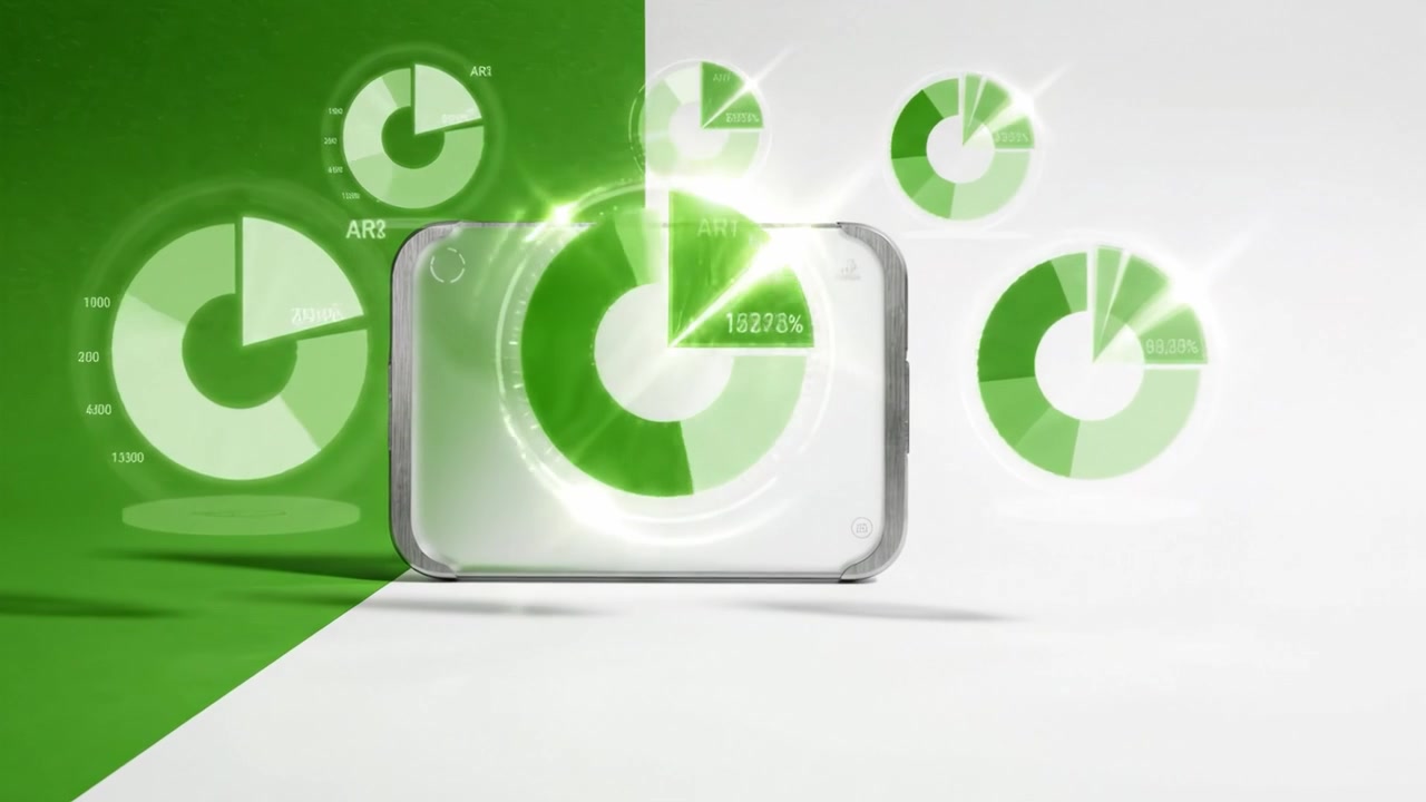 A minimalistic composition featuring a transparent object against a vibrant green and white background, highlighting simplicity and modern design aesthetics.
