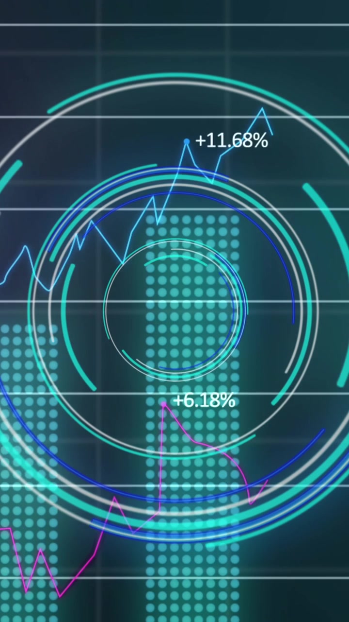 Digital Business Data Visualization with Animated Graphs and Circles