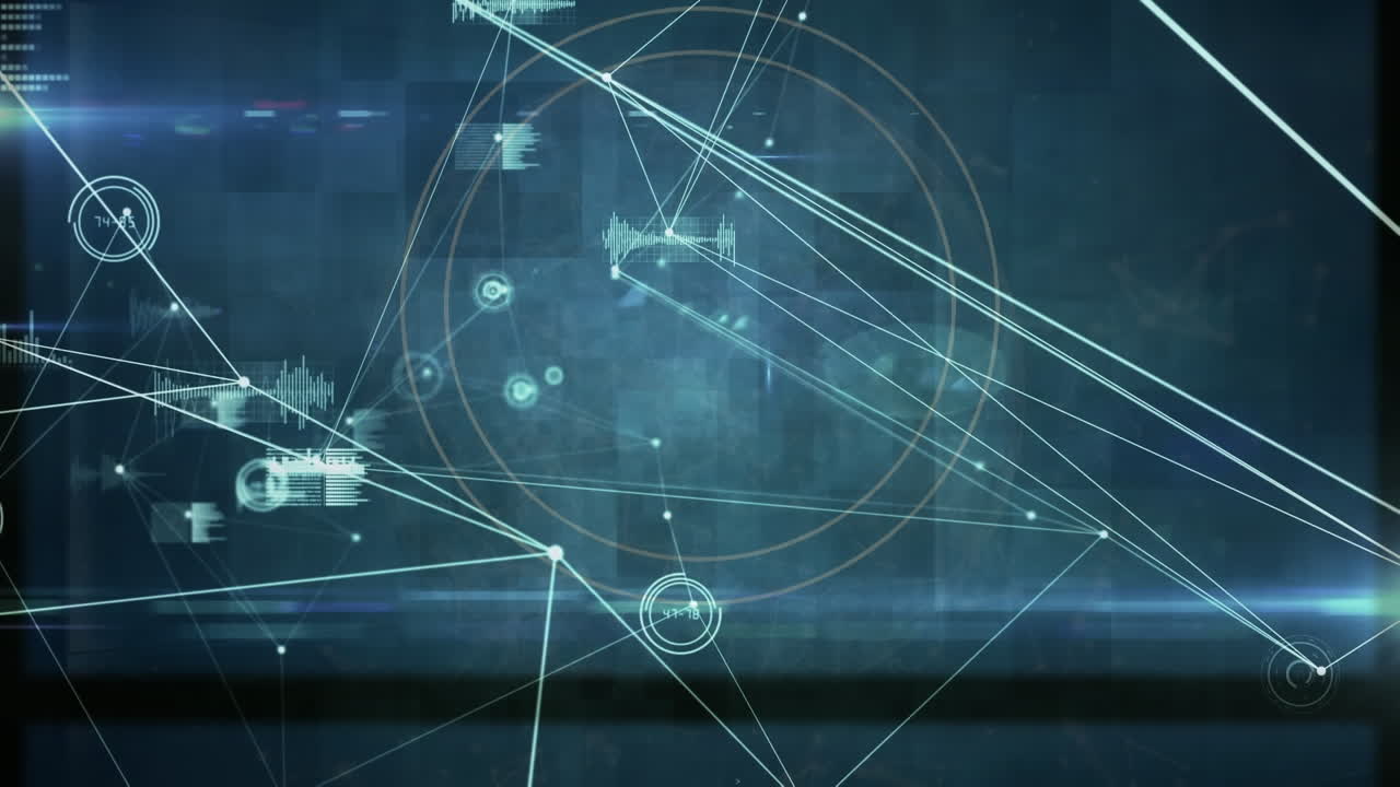 Animation of network of connections and data processing over scope scanning