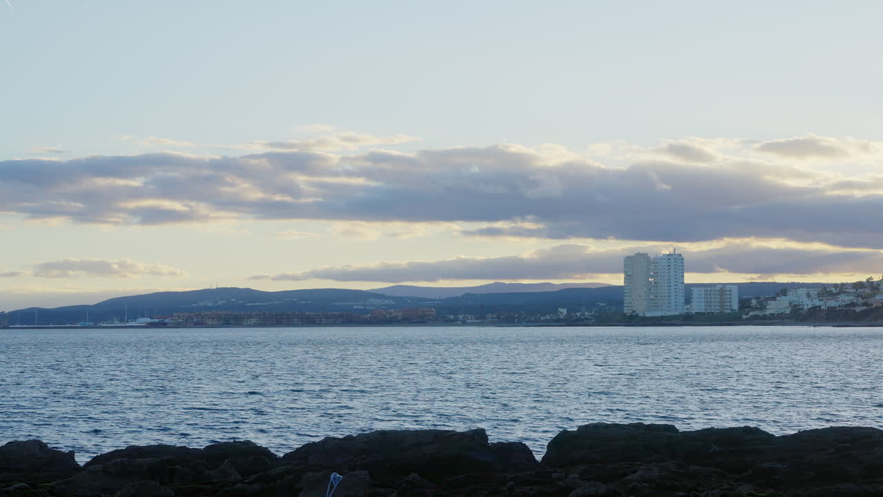 Opposite view of Punta Chullera, Malaga, Spain, on a cloudy day