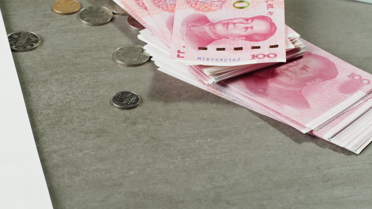 Chinese Yuan banknotes and coins